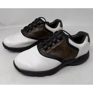 Footjoy FJ Club Professionals Plastic Spike Men Size 10W #45516 Golf Shoes Brown